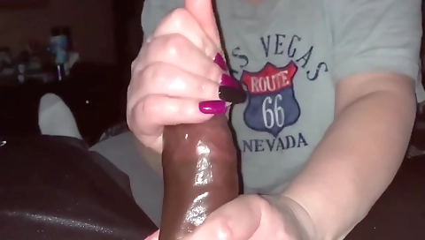 Busty brunette gets fucked in a handjob and cumshot