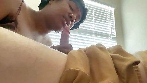 Ebony and blonde brunette have a great big cock threesome