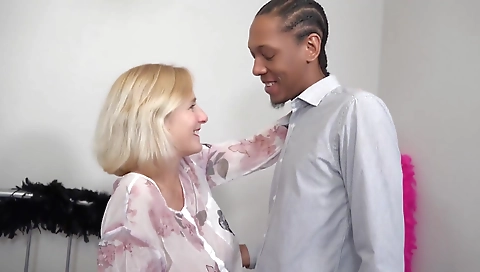 Mature doctor gives a blowjob and gets cum shot on her ass