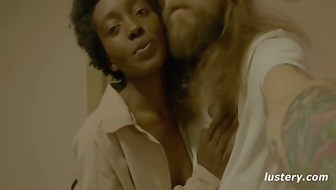 Ebony brunette gets a hardcore anal cum from a toy