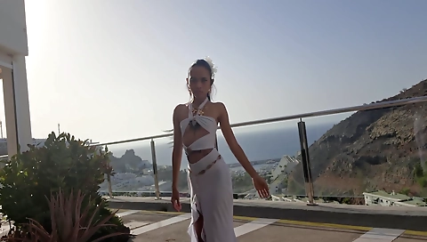 Asian brunette gets fucked by her stepbrother in public