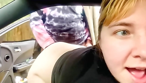 Creampied blonde with a huge booty in the backyard