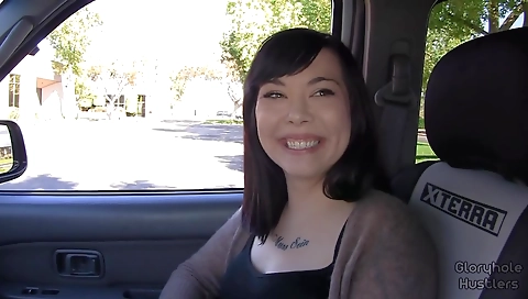 A brunette girl with a shaved pussy and a big natural booty