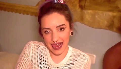 Black teen with tattoos gets fucked in the bedroom