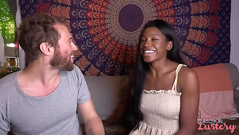 Blonde and her black friend are in a interracial sex