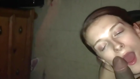 Interracial blowjob and a facial in the amateur scene