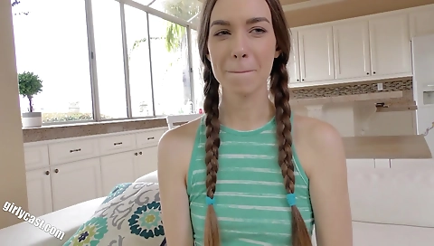 Black-haired casting girl gets fucked by a black dude 1