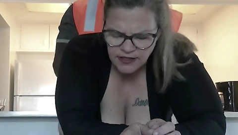 A tattooed blonde gets fucked by a mature black worker