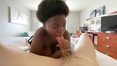 Ebony beauty with round boobs fucked by a big black cock