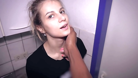 Blonde amateur blonde with big tits gets facial cumshot