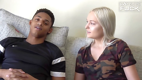 Teen blonde with large tits is getting fucked in her mouth