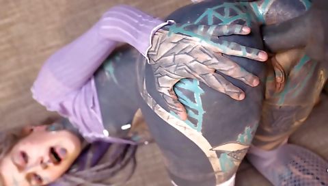 Busty blonde gets fucked with a big cock and a big dildo